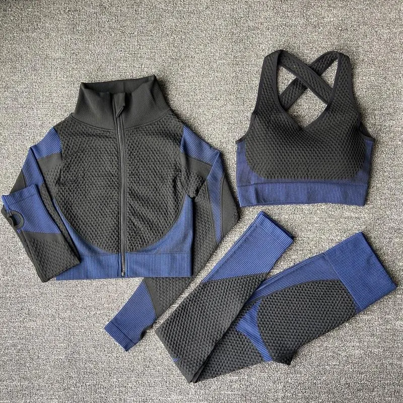 2/3PCS Seamless Yoga Set - Long Sleeve Crop Top and High