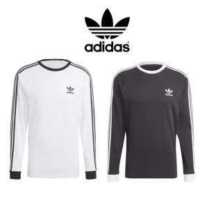 adidas  |Crew Neck Stripes Street Style Long Sleeves Plain Cotton