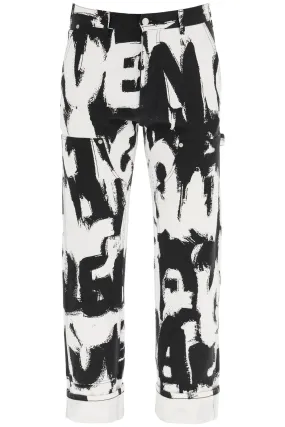 Alexander McQueen Graffiti-Printed Mid-Rise Jeans