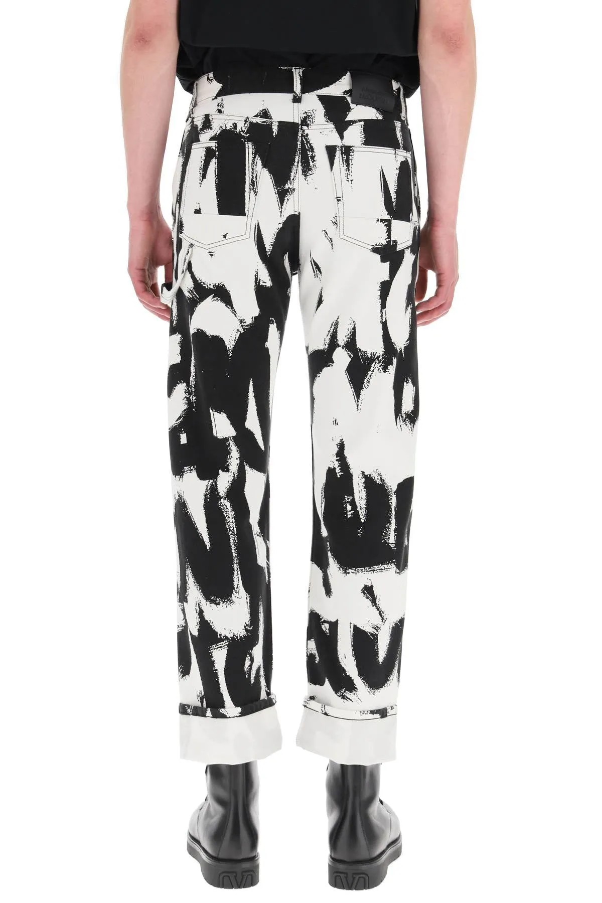 Alexander McQueen Graffiti-Printed Mid-Rise Jeans