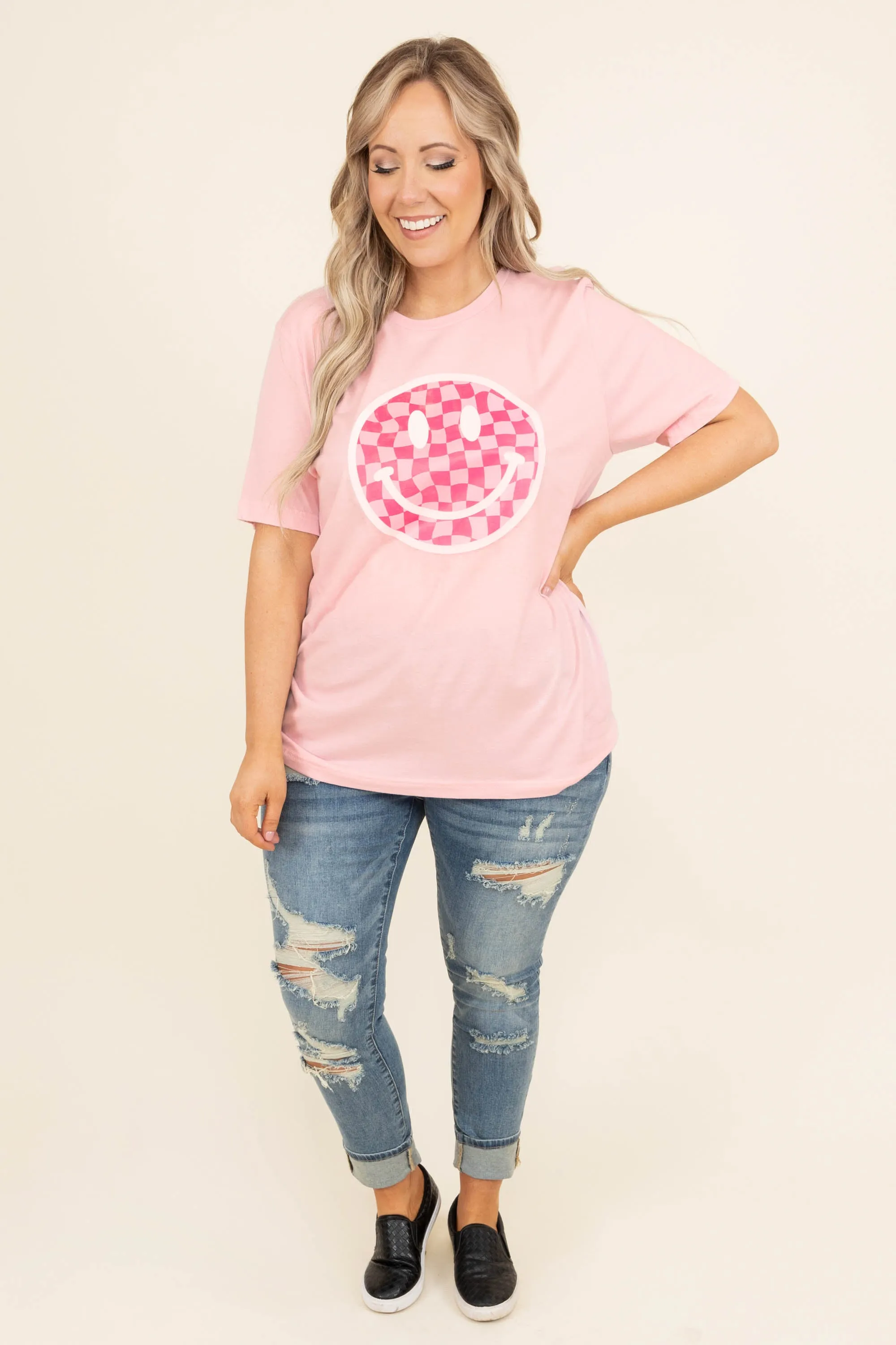 All Smiles Here Tee, Pink