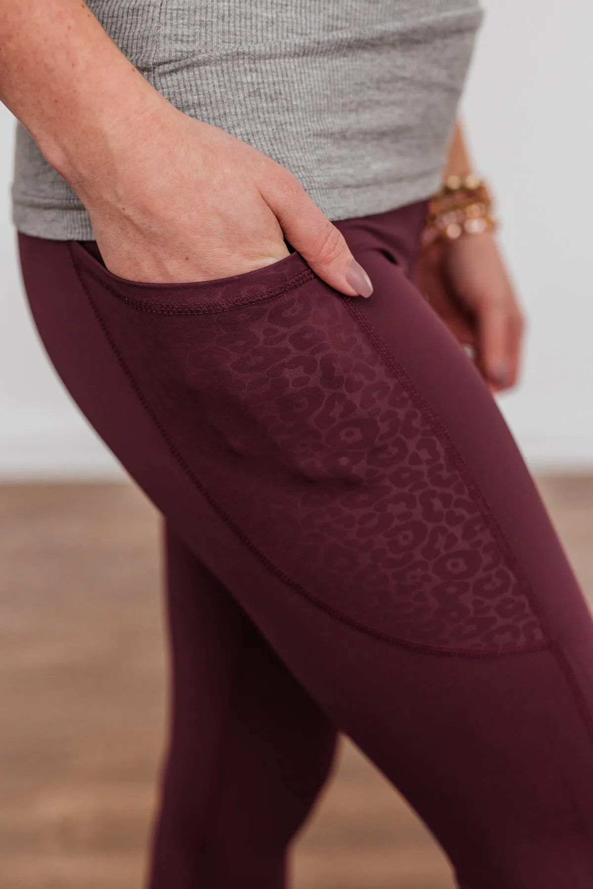 All The Talk Athleisure Pocket Leggings- Maroon