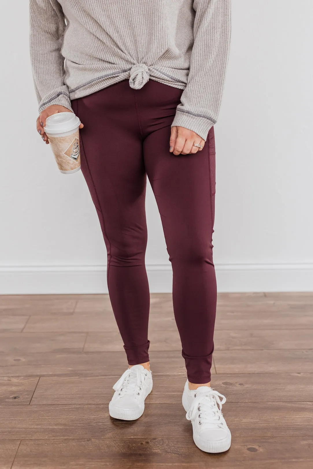 All The Talk Athleisure Pocket Leggings- Maroon