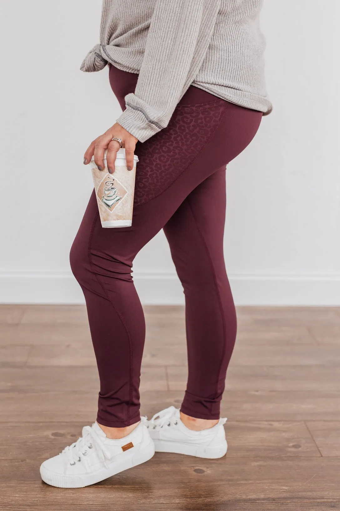 All The Talk Athleisure Pocket Leggings- Maroon