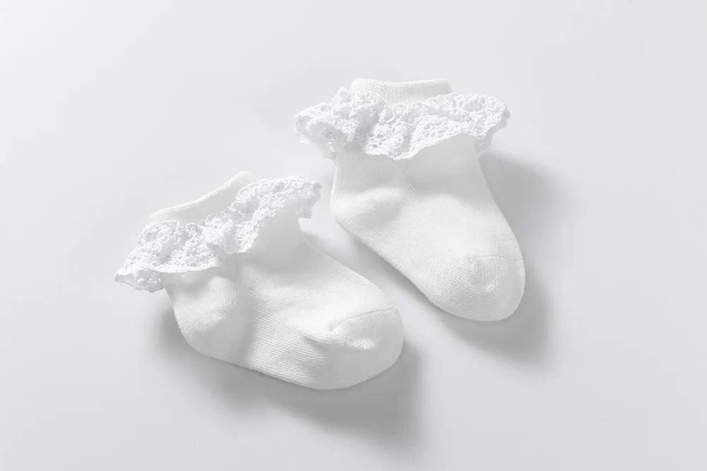 AMELIA - Socks with high quality lace (hand stitched) - 0-1Y, 1-2Y, 2-4Y, 4-6Y, 6-8Y