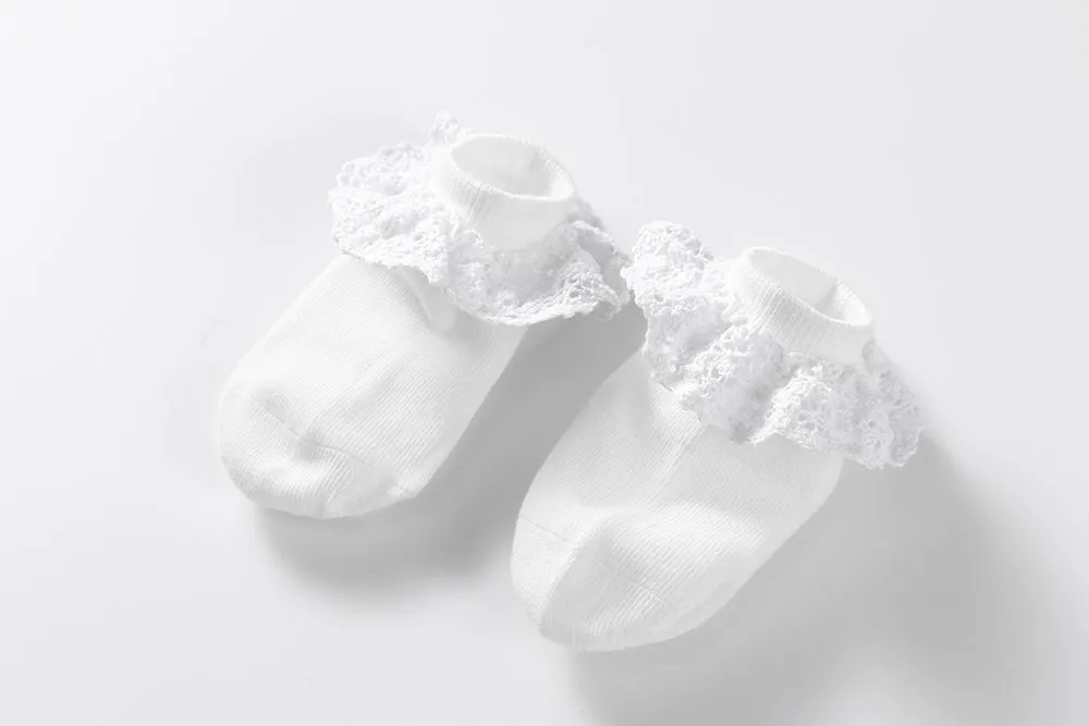 AMELIA - Socks with high quality lace (hand stitched) - 0-1Y, 1-2Y, 2-4Y, 4-6Y, 6-8Y