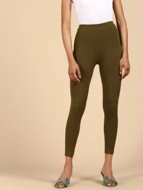 Ankle Length Leggings Viscose-Olive Green