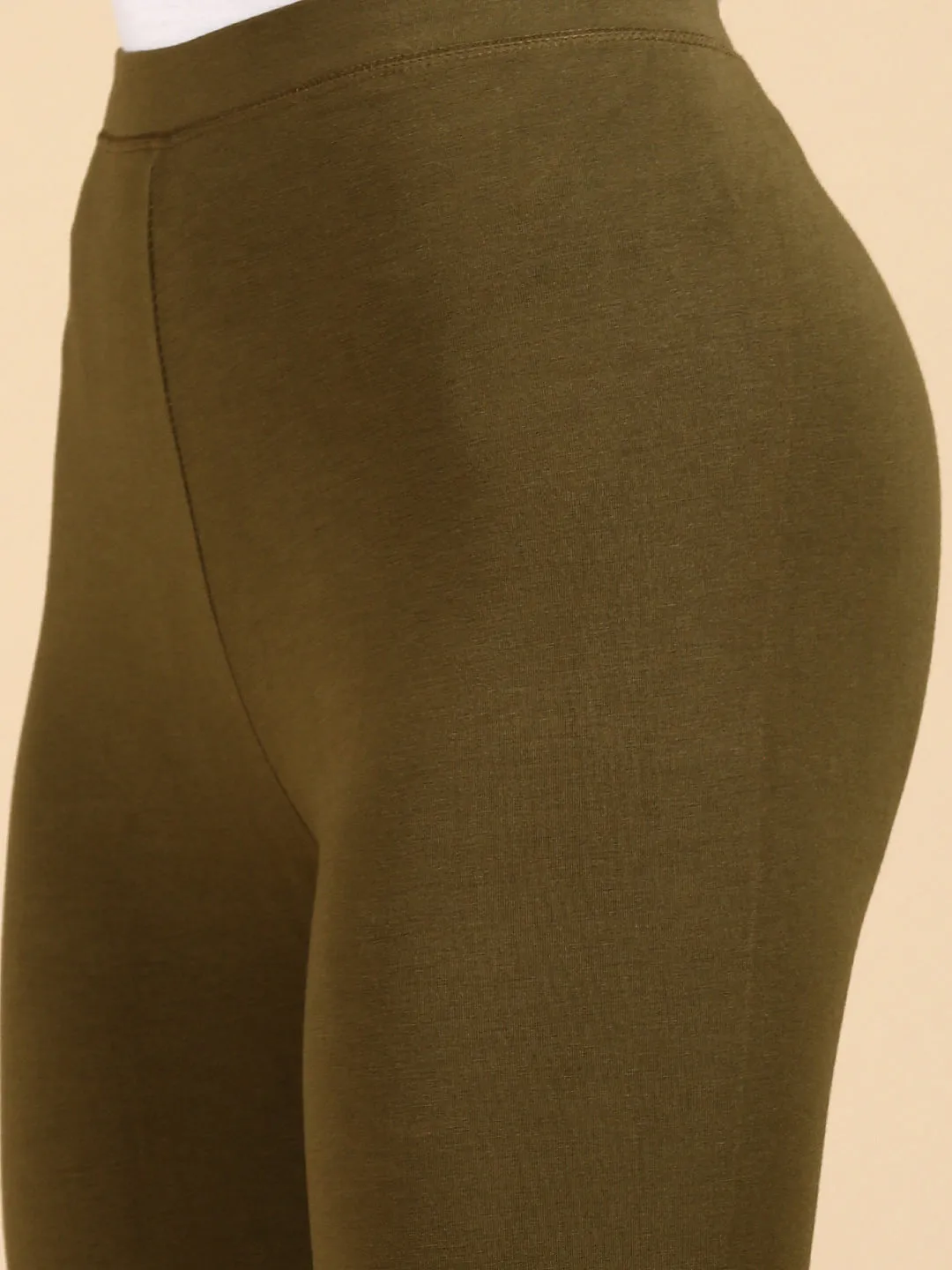 Ankle Length Leggings Viscose-Olive Green