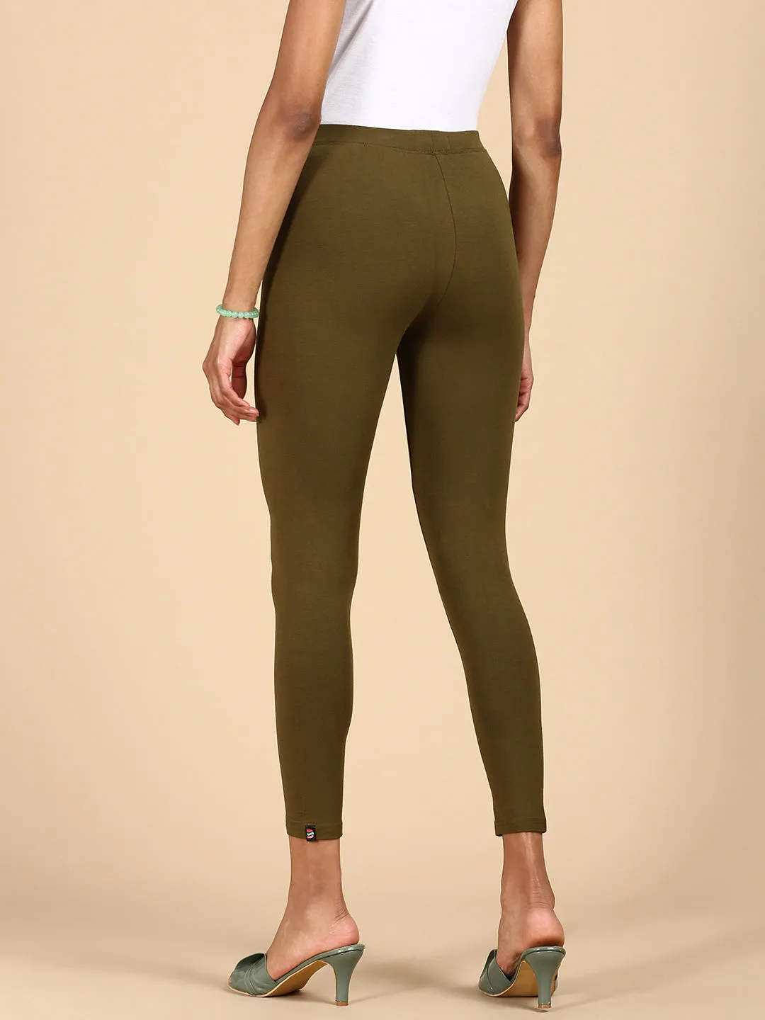 Ankle Length Leggings Viscose-Olive Green