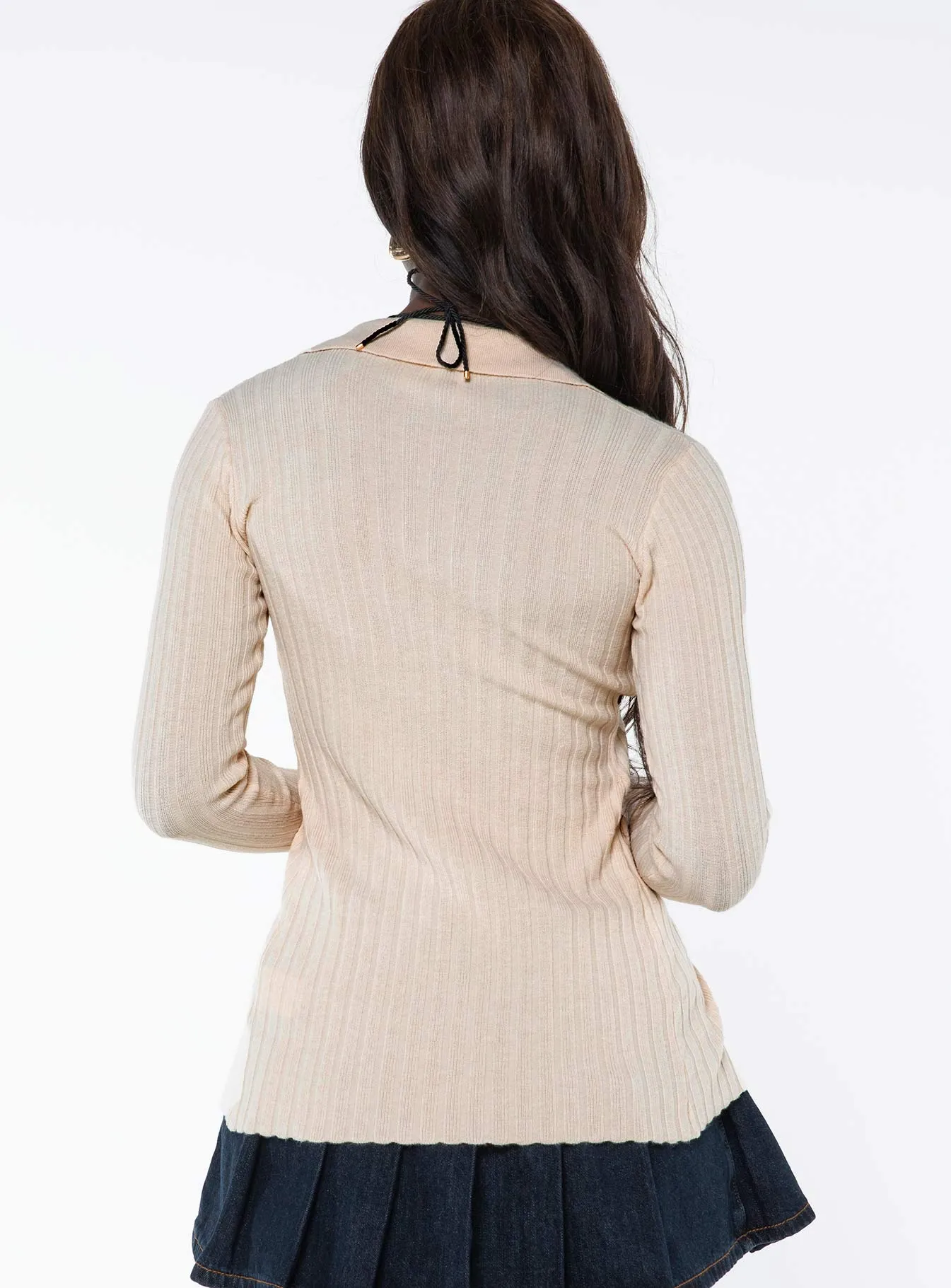 Anneke Collared Cardigan Beige