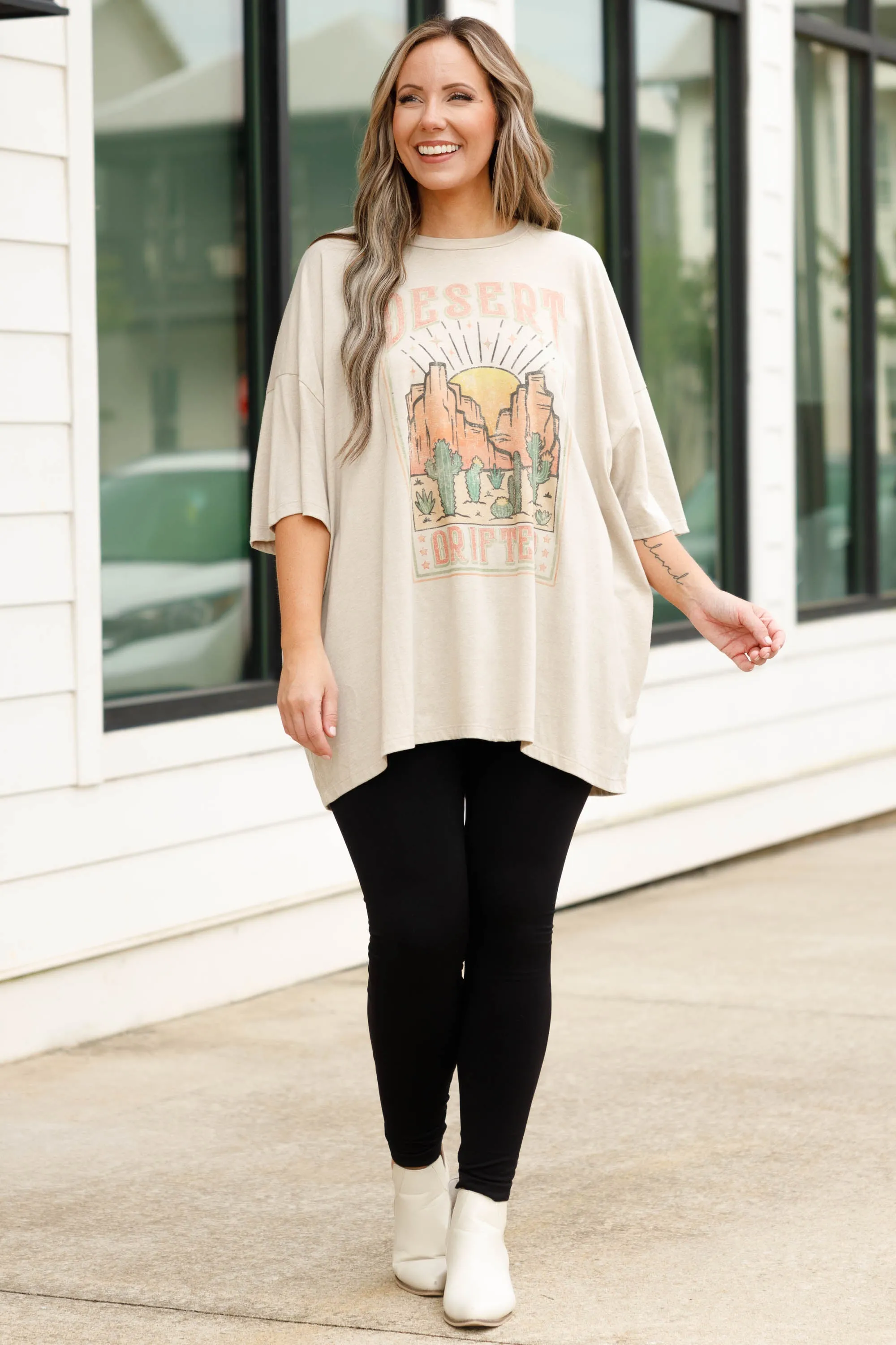 Arizona Plateau Boyfriend Tee, Heather Beige