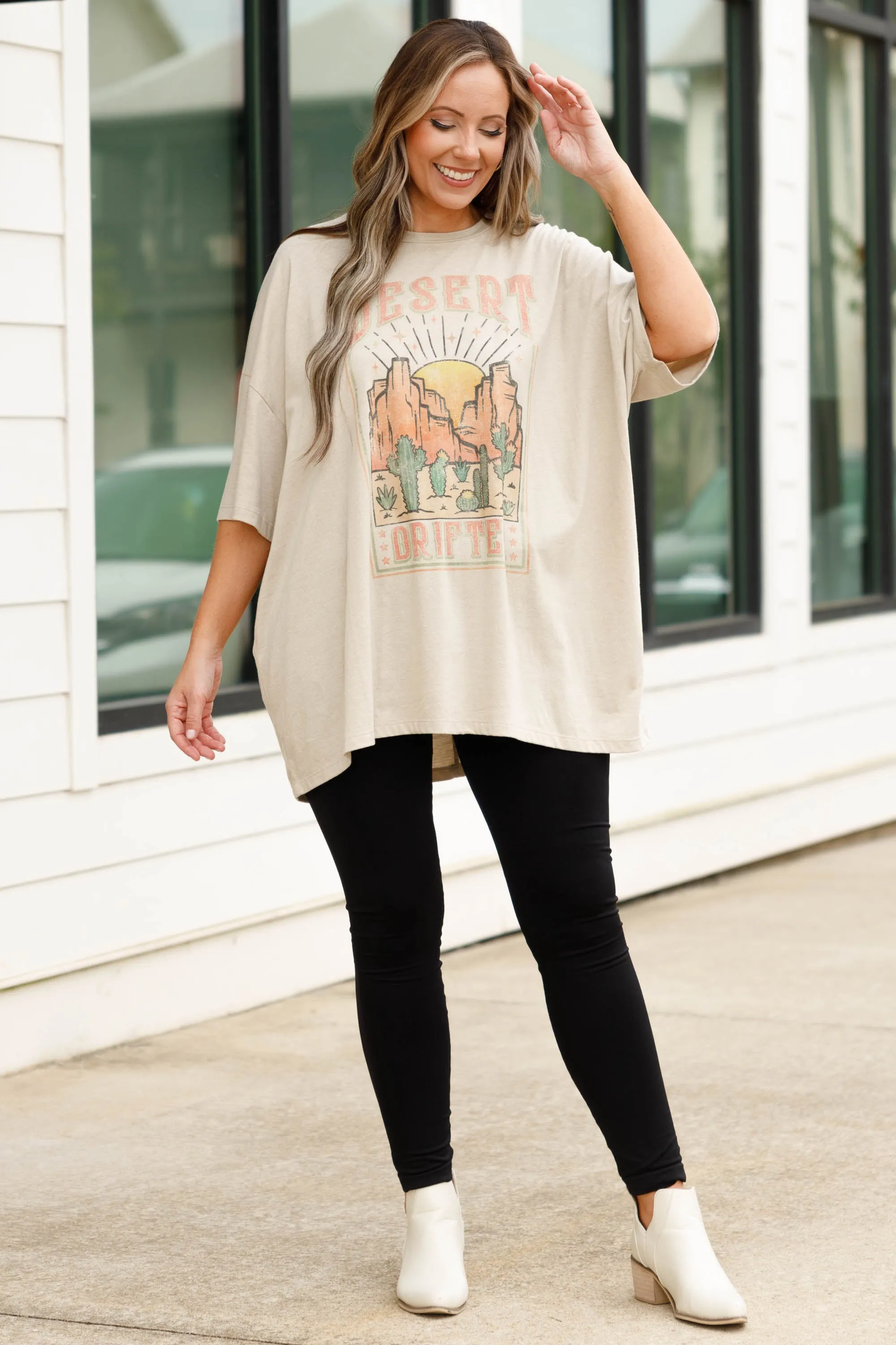 Arizona Plateau Boyfriend Tee, Heather Beige