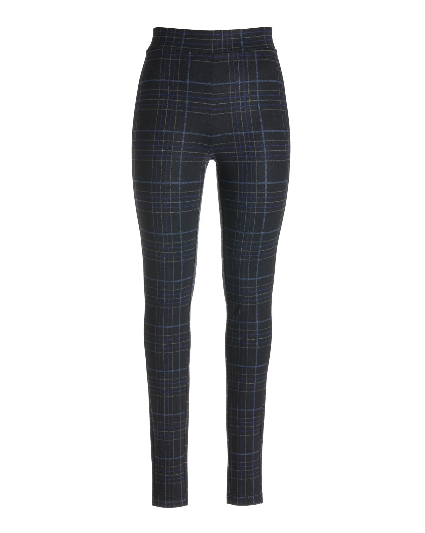 Aspen Plaid Knit Pull On Ponte Legging Black/Light Blue