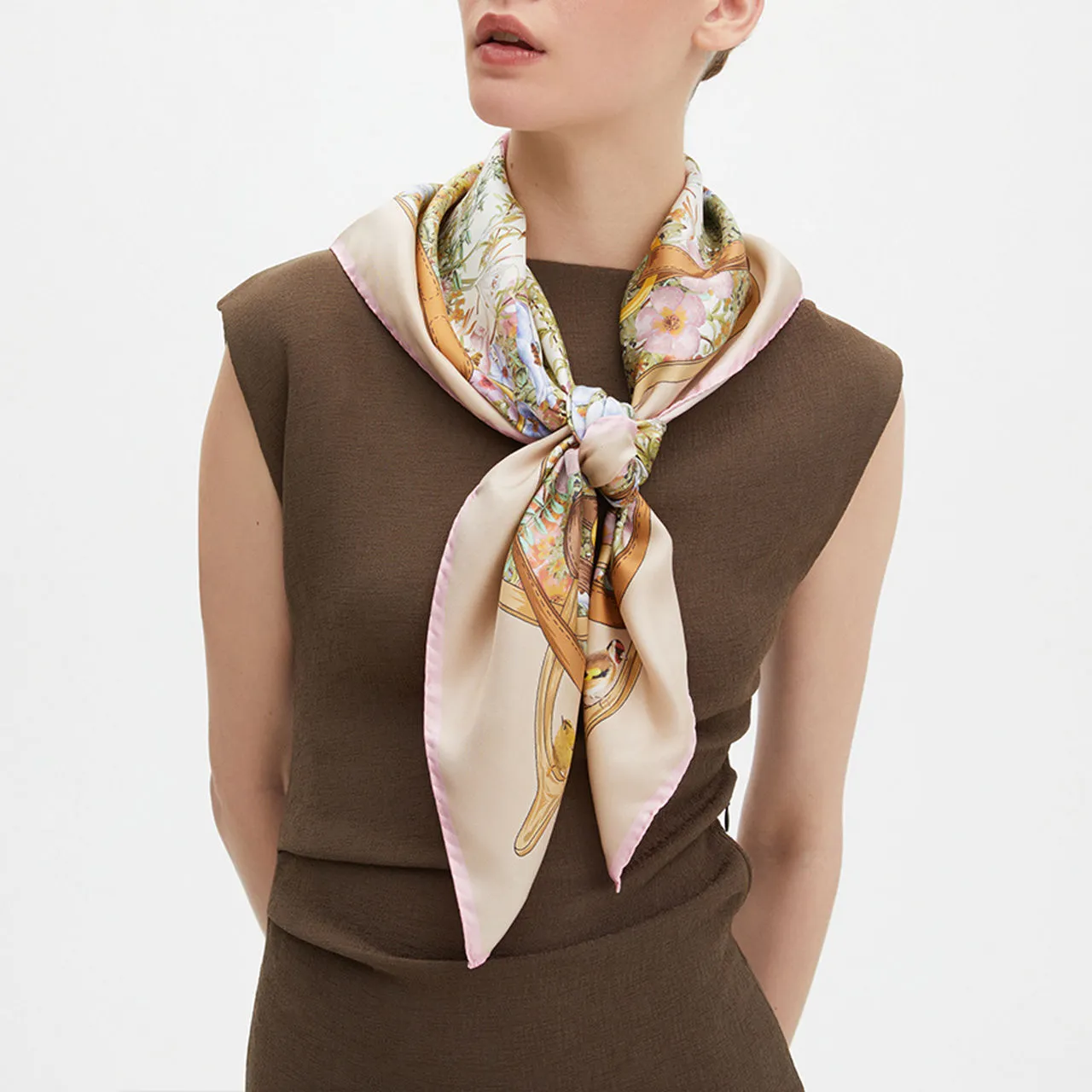 ASPINAL OF LONDON ONLINE EXCLUSIVE Edwardian Silk Scarf - Putty