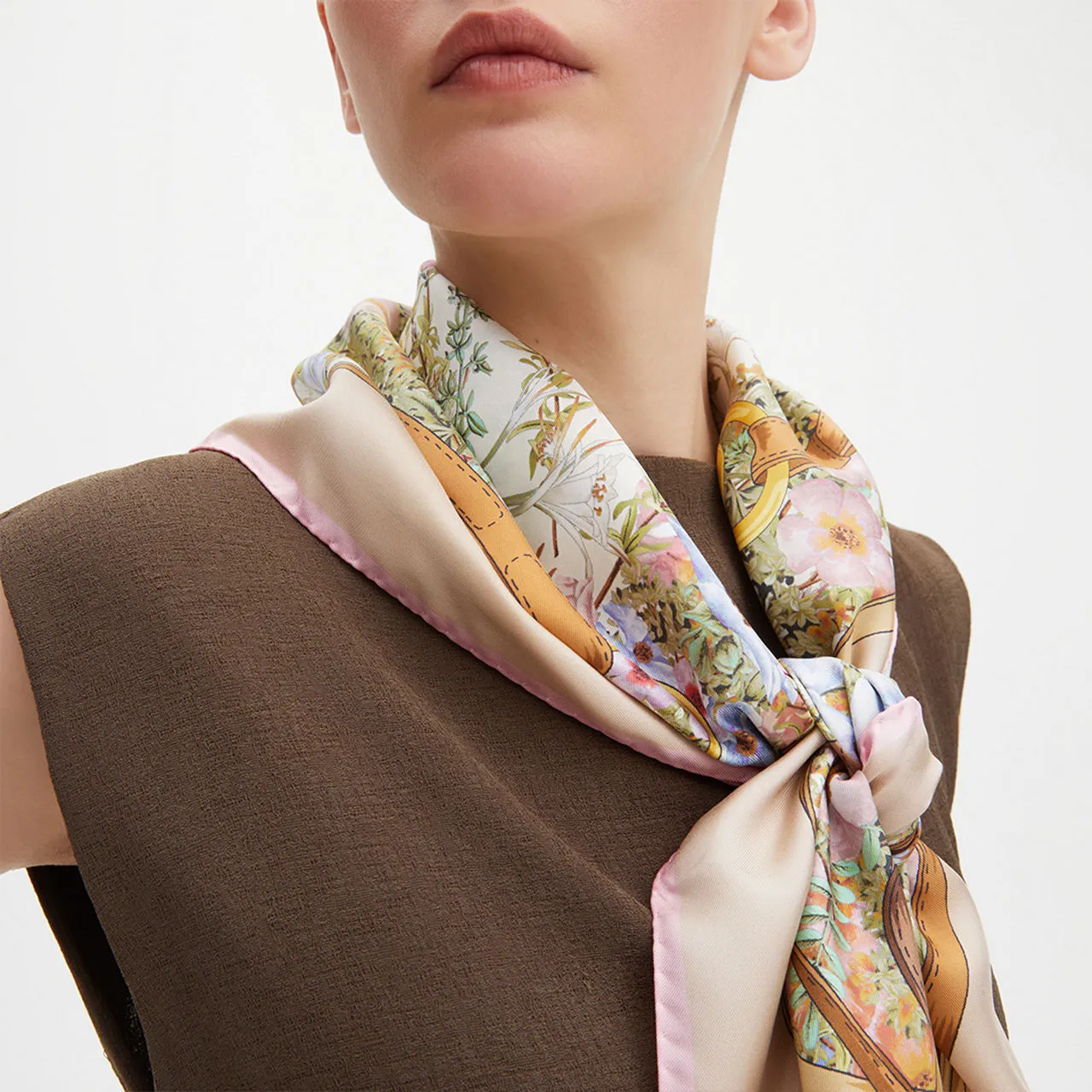 ASPINAL OF LONDON ONLINE EXCLUSIVE Edwardian Silk Scarf - Putty