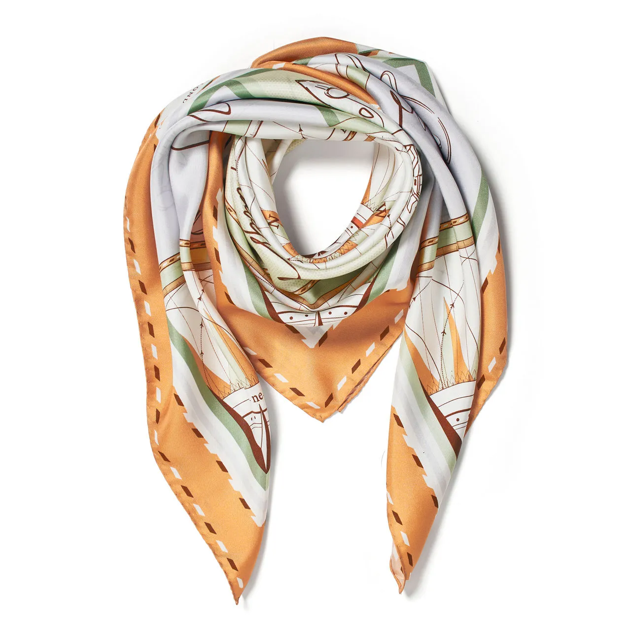 ASPINAL OF LONDON ONLINE EXCLUSIVE Vintage Print Silk Scarf - Oatmeal & Tan