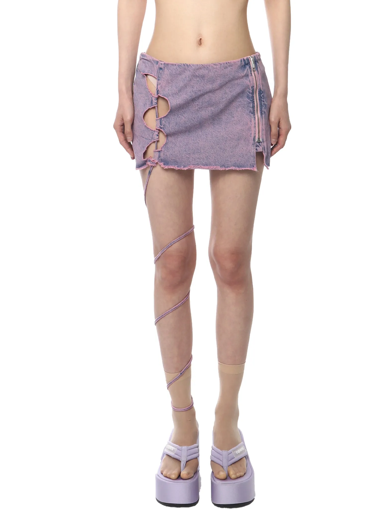 AVAVAV Cutout Denim Mini Skirt