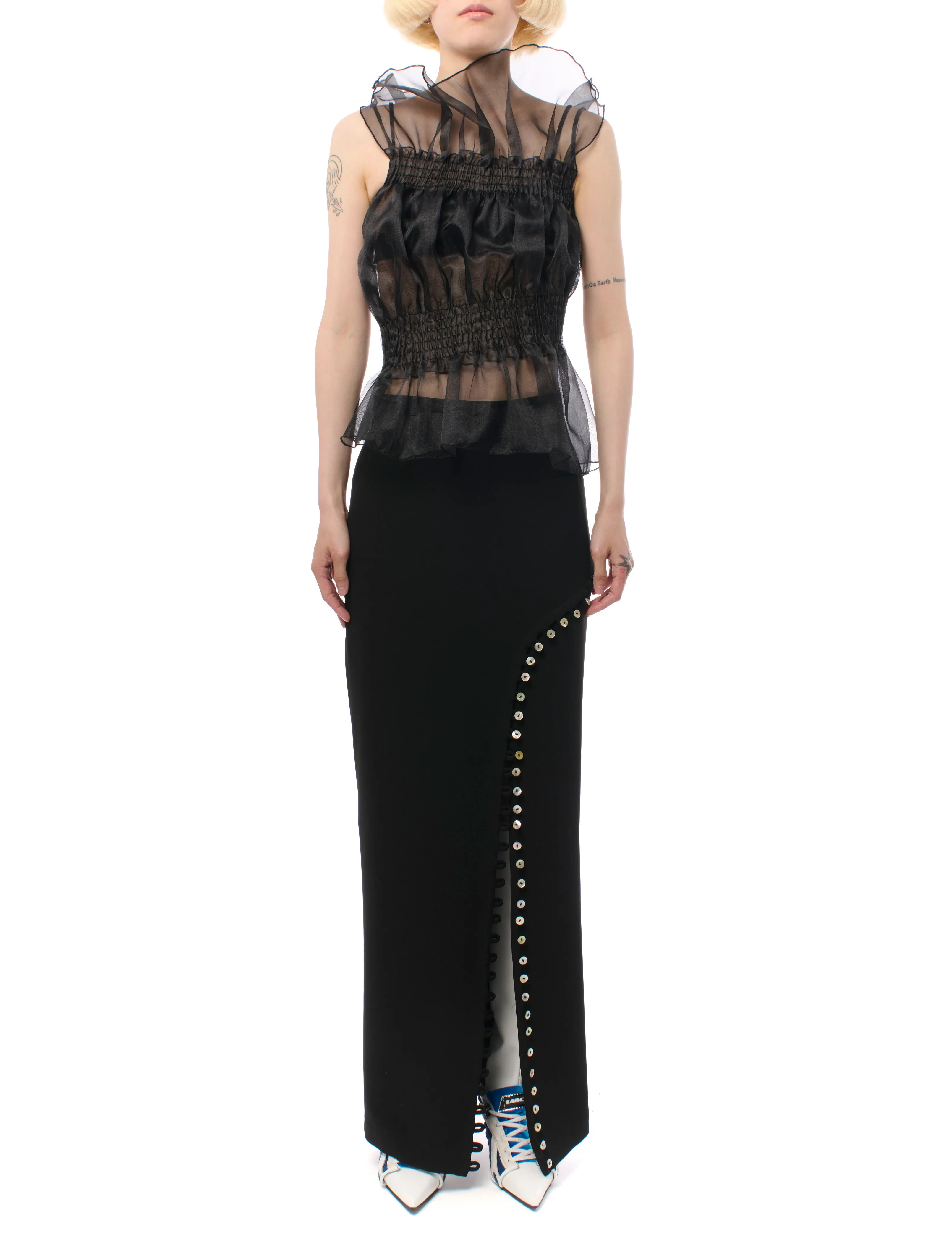 AVAVAV Mother of Pearl Button Detail Maxi Skirt