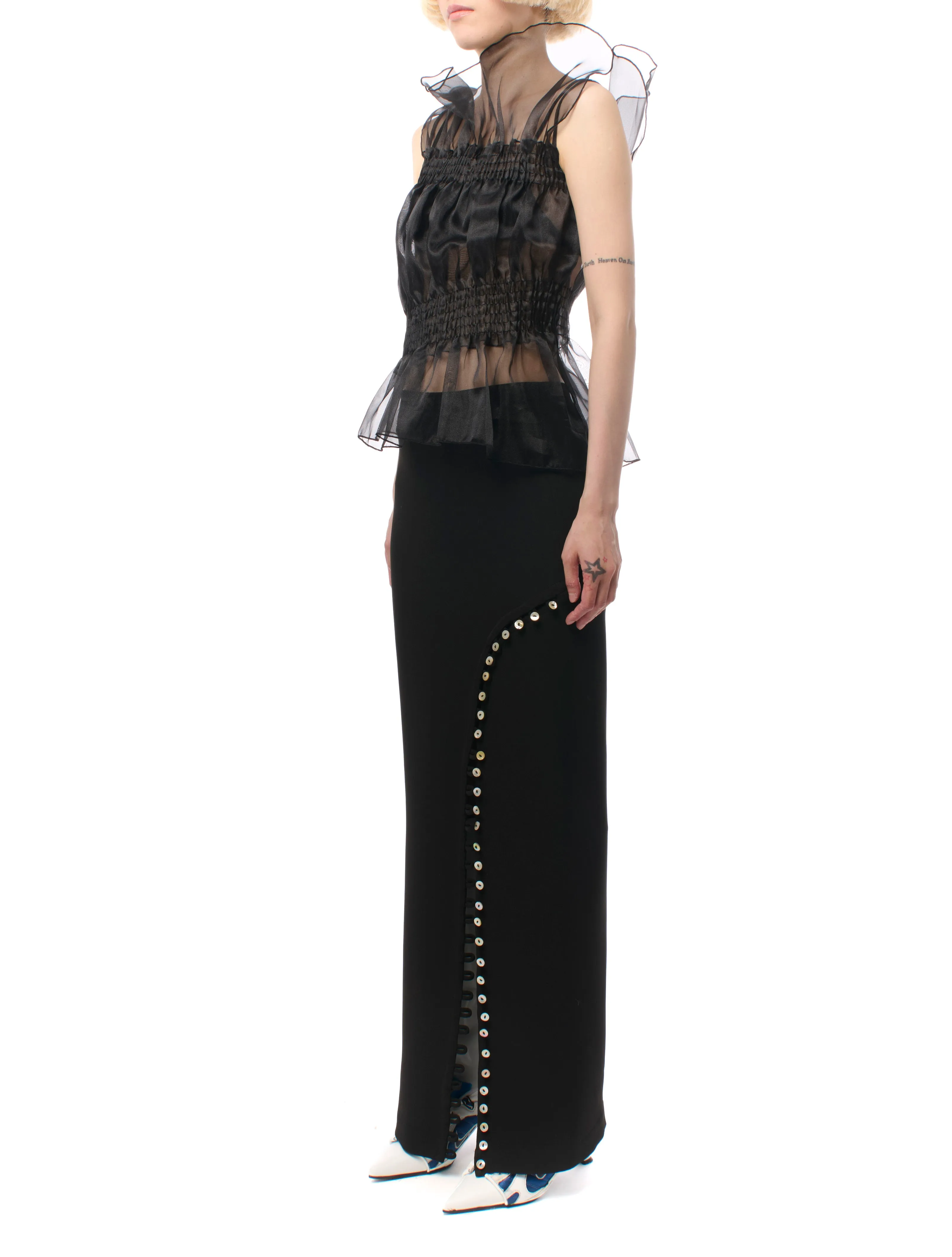 AVAVAV Mother of Pearl Button Detail Maxi Skirt