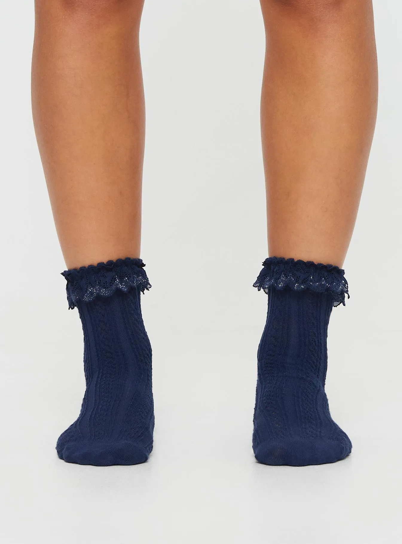 Azura Frill Socks Navy