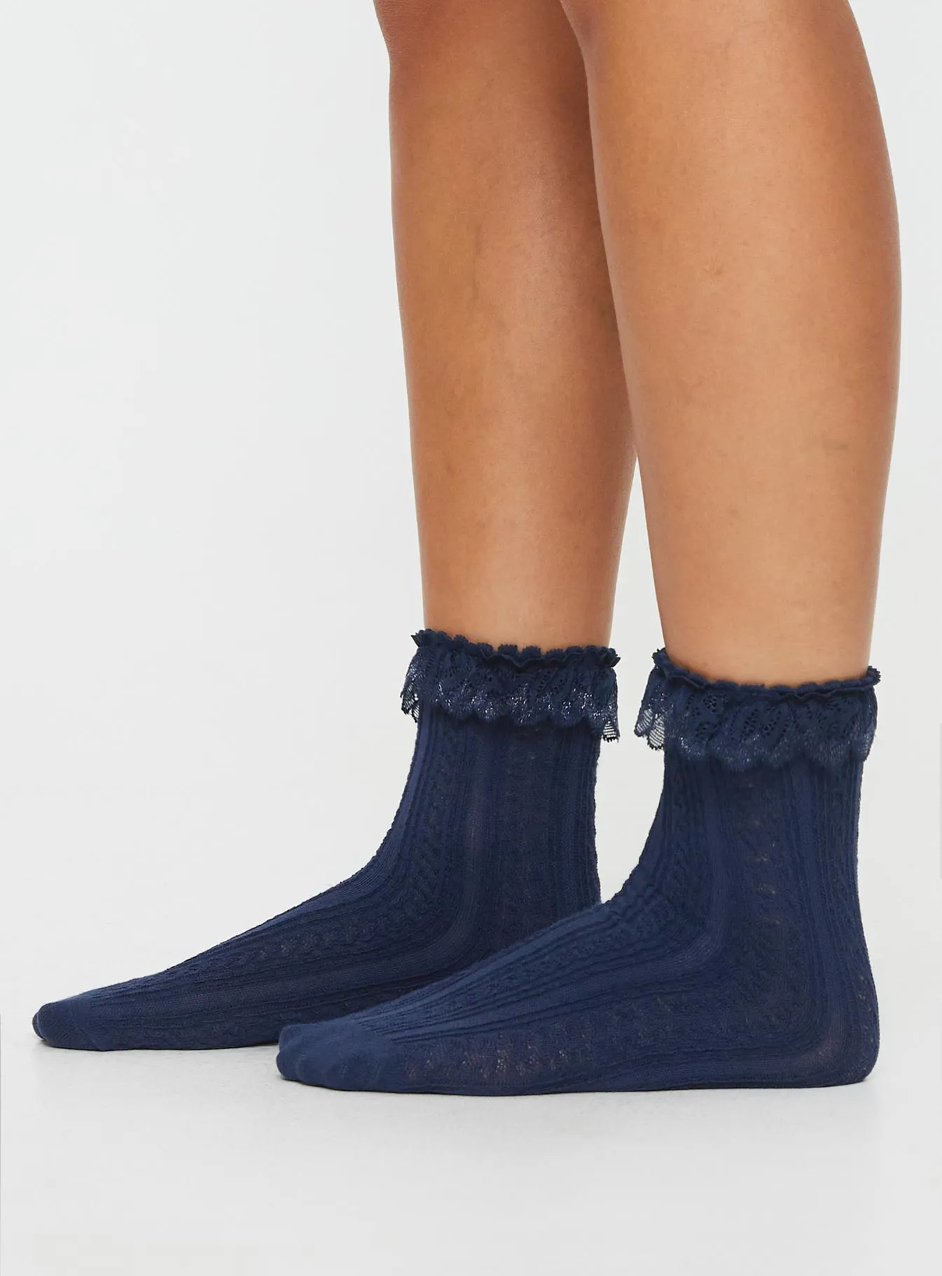 Azura Frill Socks Navy