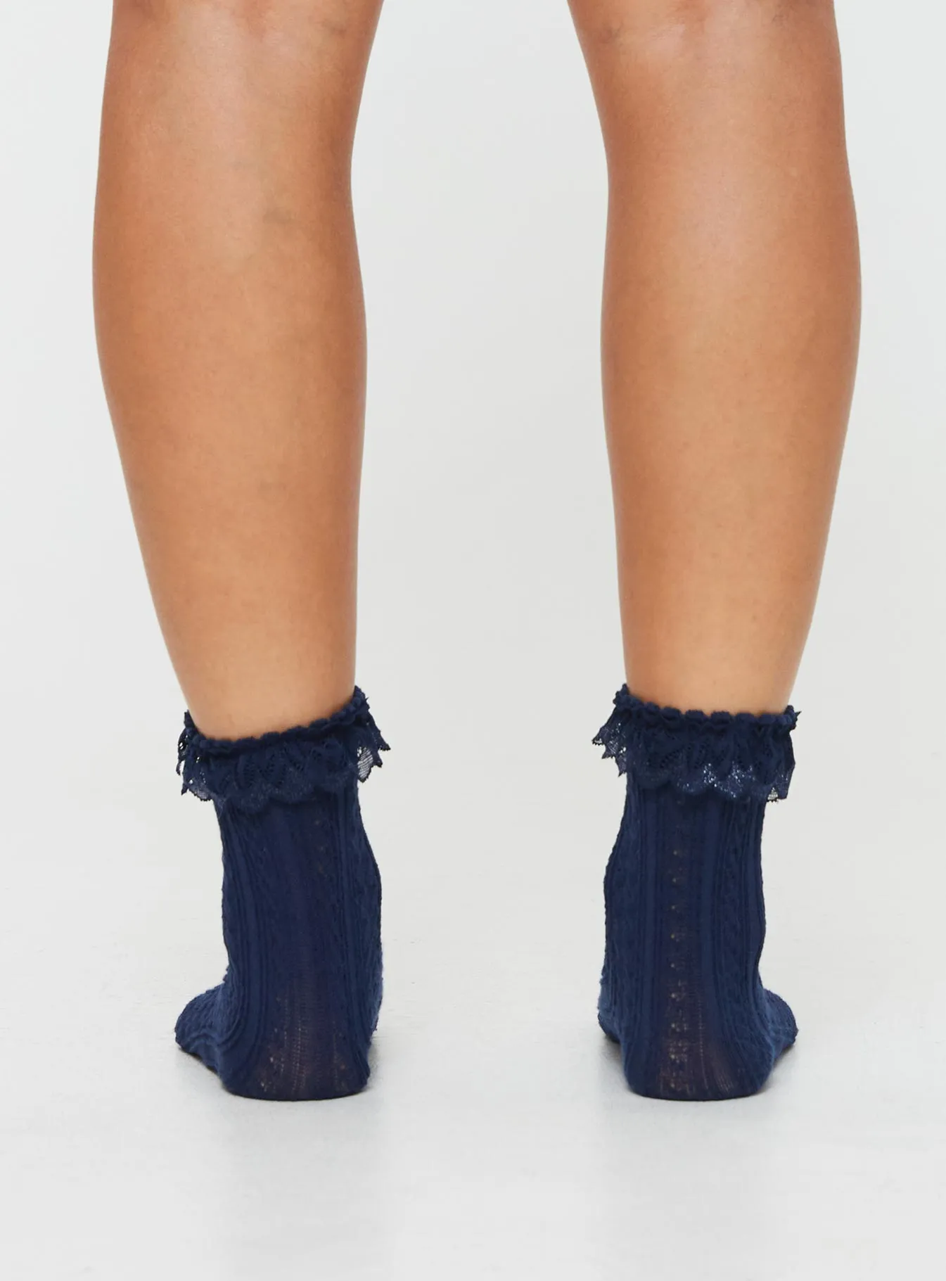 Azura Frill Socks Navy