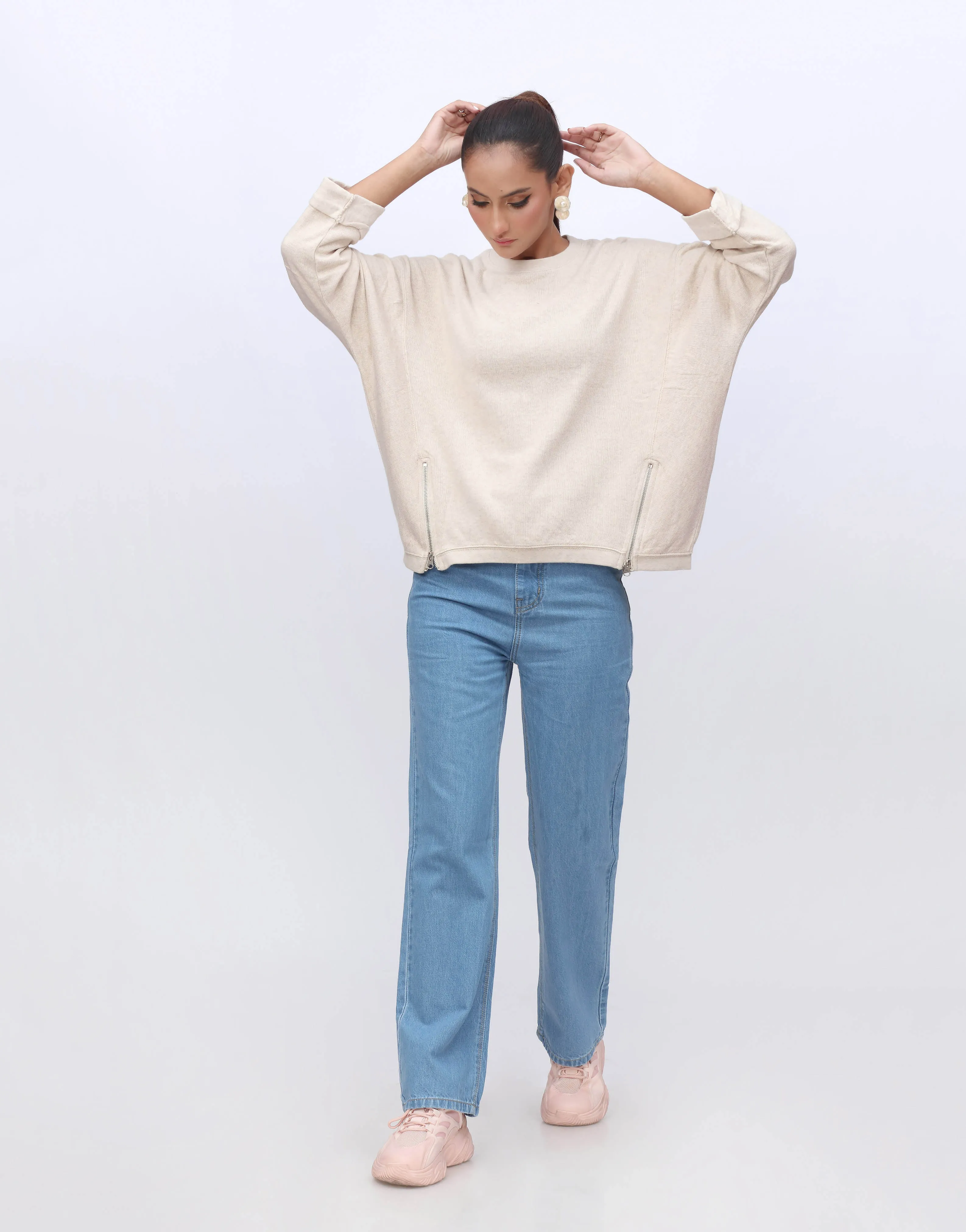 Baggy Wool Top-Light Biege