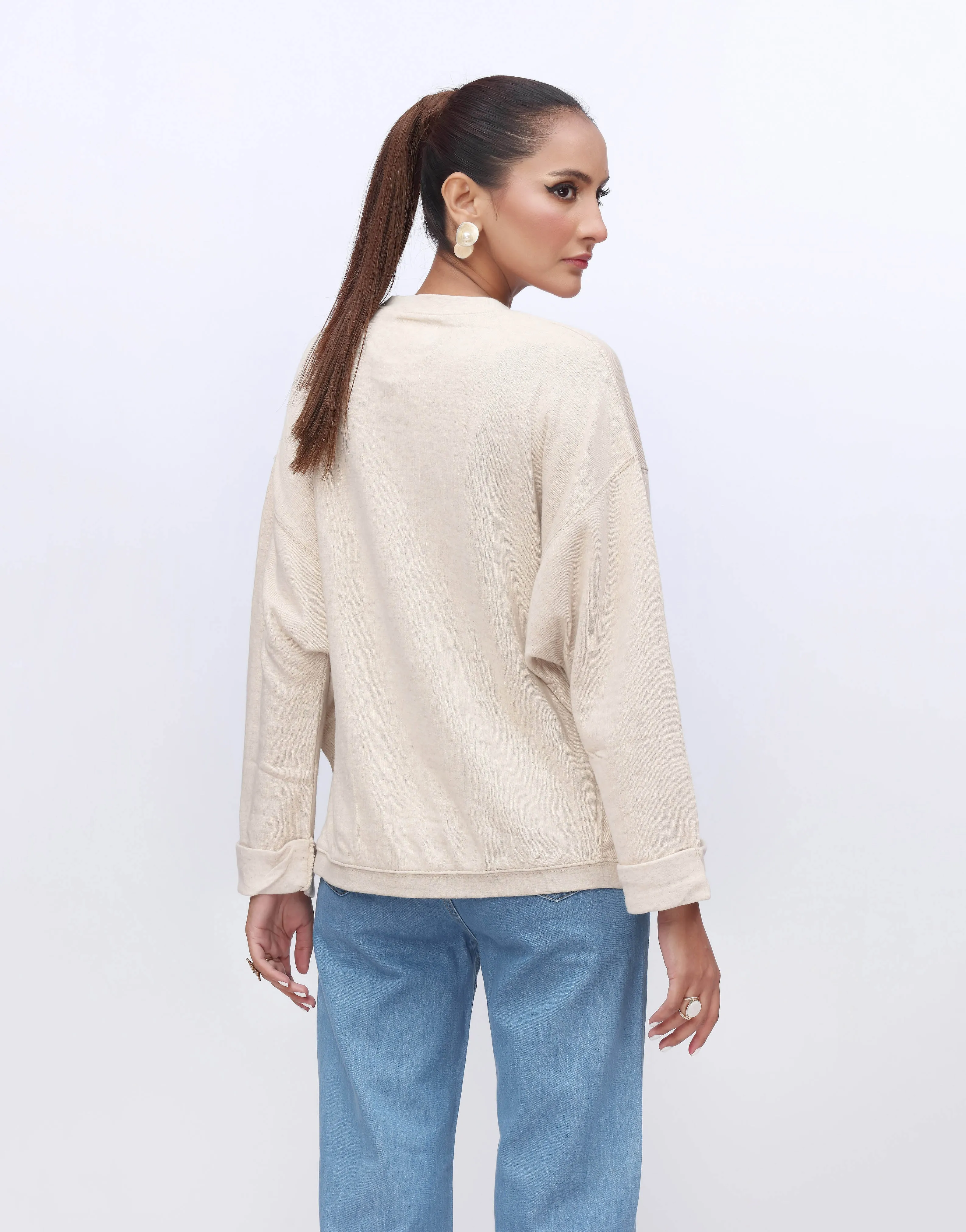 Baggy Wool Top-Light Biege