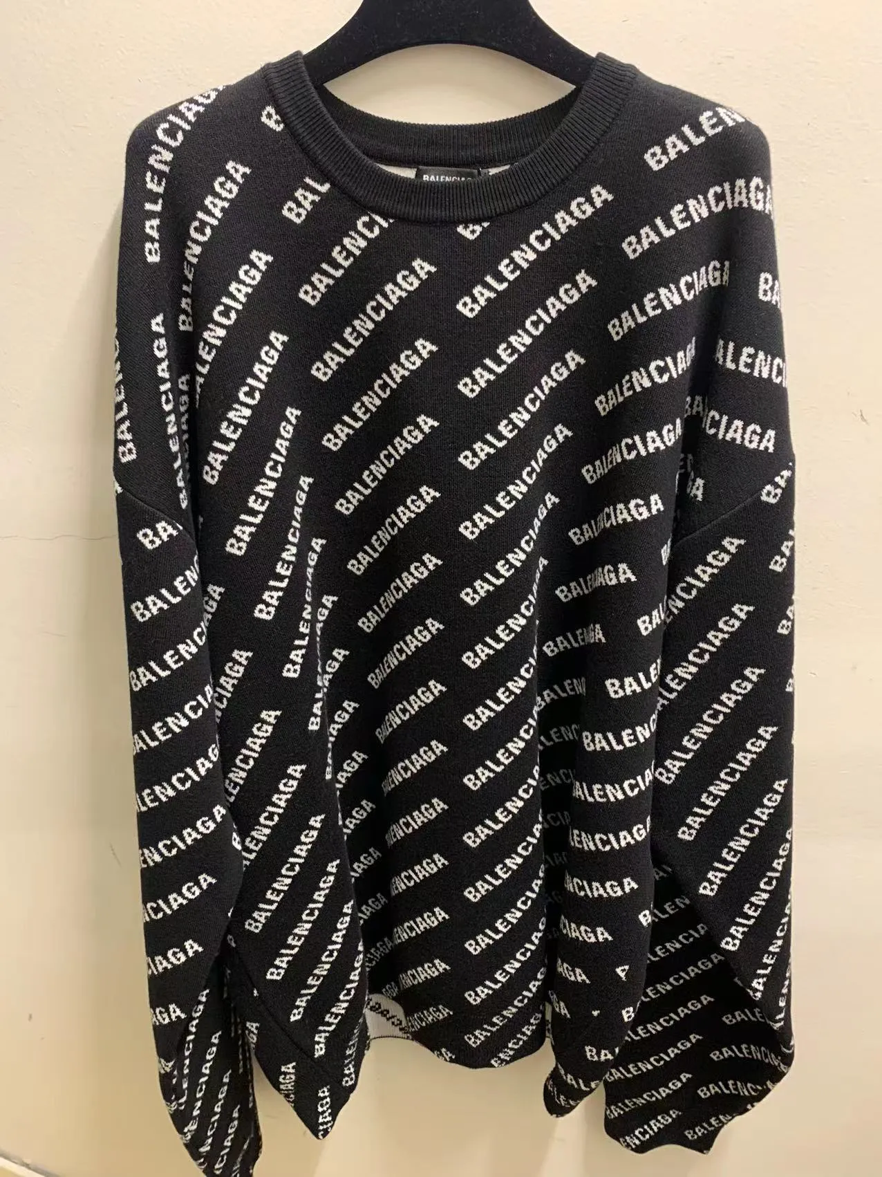 BALENCIAGA  |BALENCIAGA Woman Jacquard logo knit crew neck Sweaters