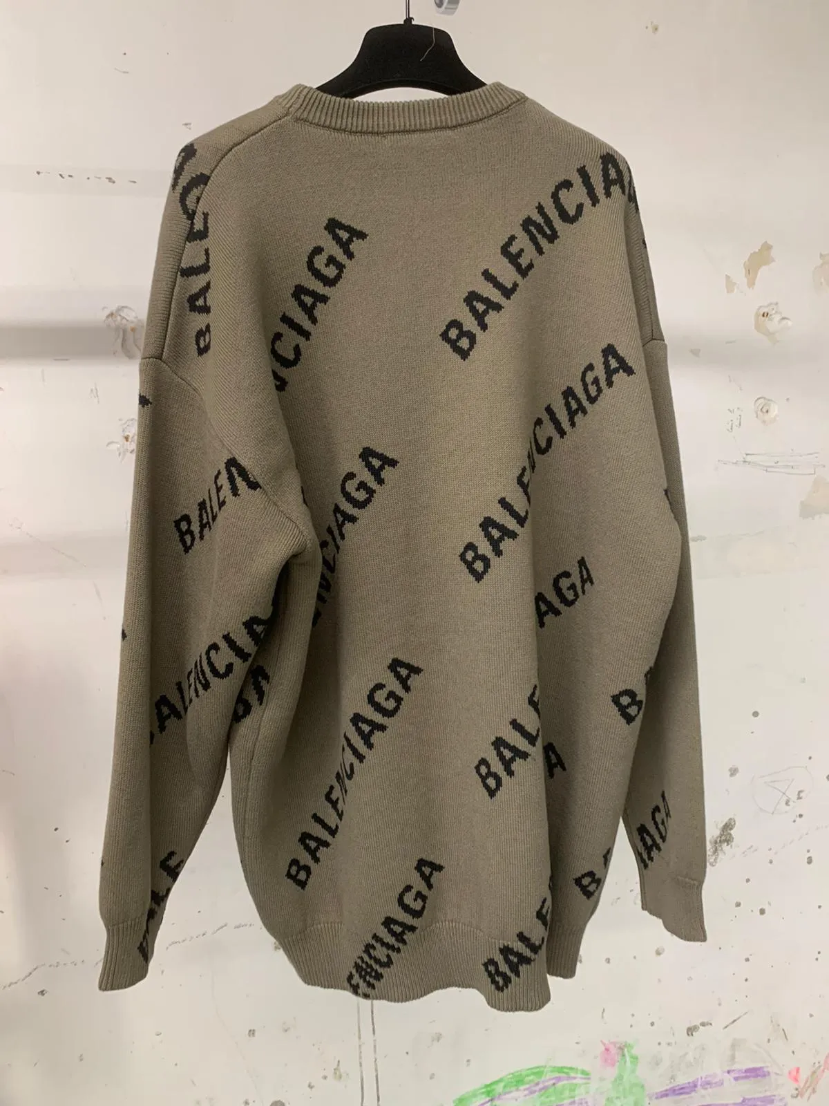 BALENCIAGA  |BALENCIAGA Woman Jacquard logo knit crew neck Sweaters