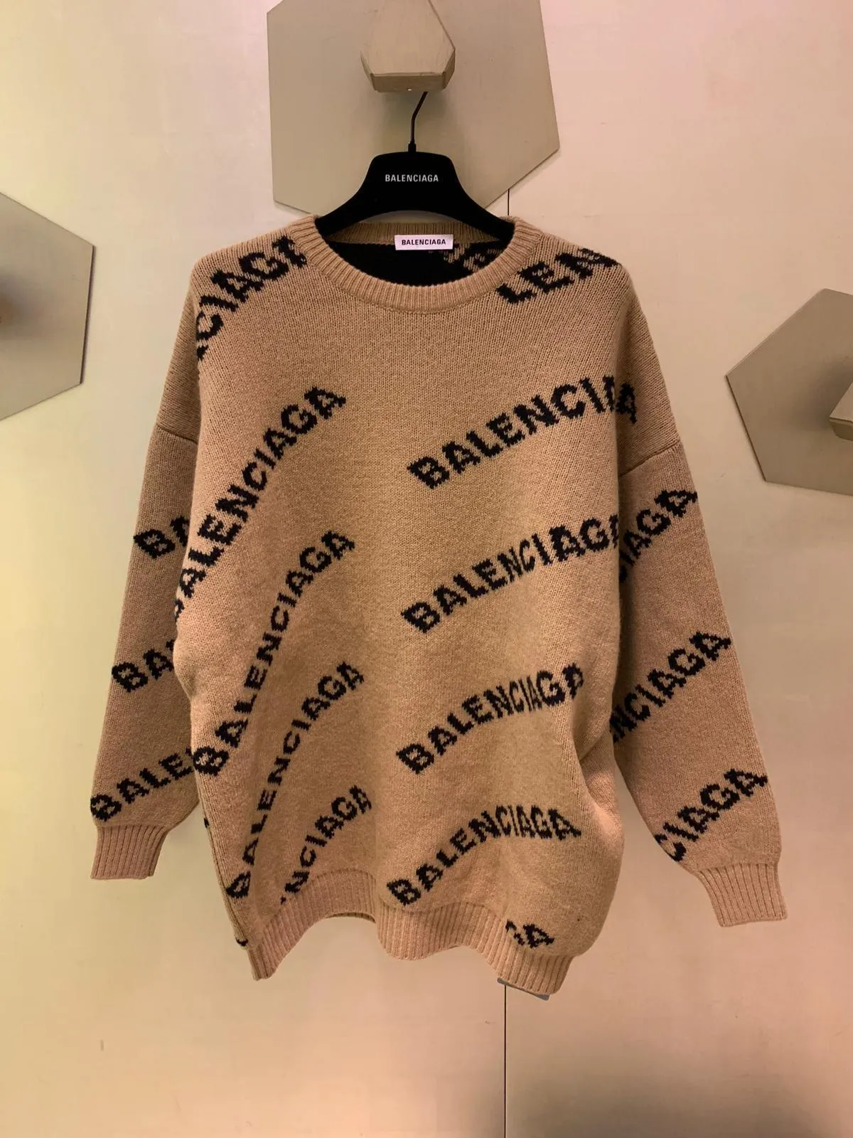 BALENCIAGA  |BALENCIAGA Woman Jacquard logo knit crew neck Sweaters