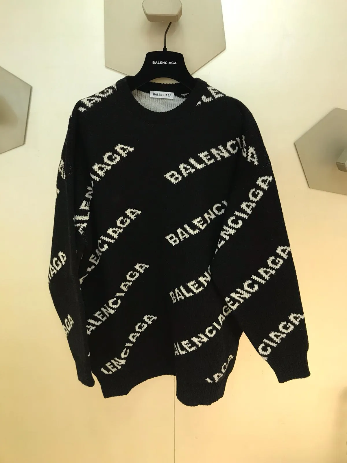 BALENCIAGA  |BALENCIAGA Woman Jacquard logo knit crew neck Sweaters