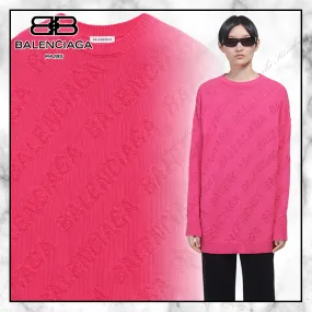 BALENCIAGA  |Crew Neck Casual Style Rib Street Style Long Sleeves Cotton