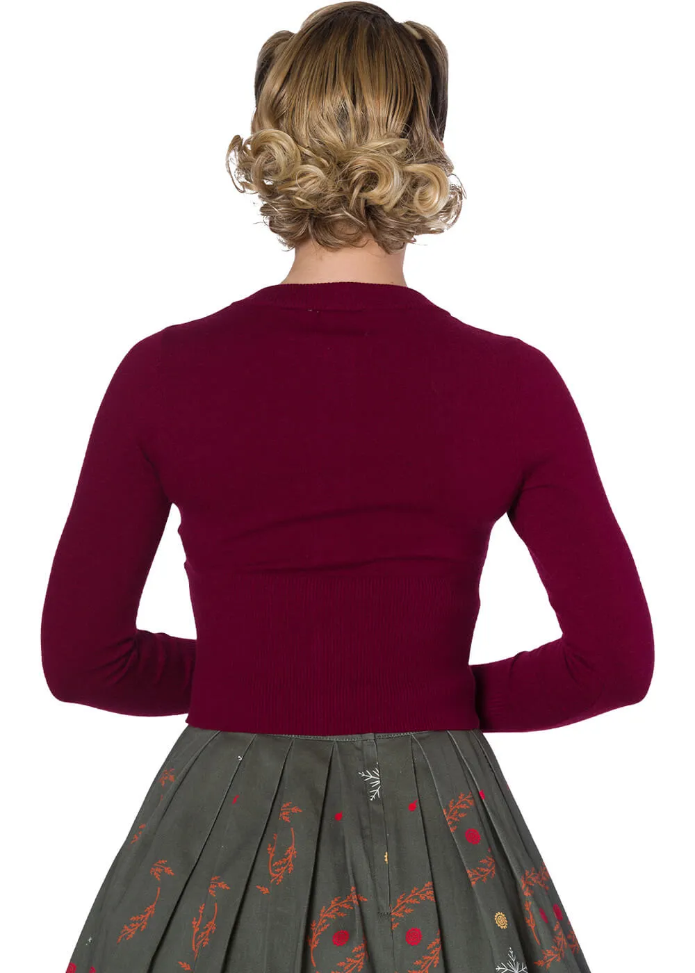 Banned Dolly 50's Cardigan in Burgundy