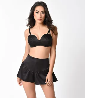 Bettie Page Vintage Style Black French Button Up Knicker