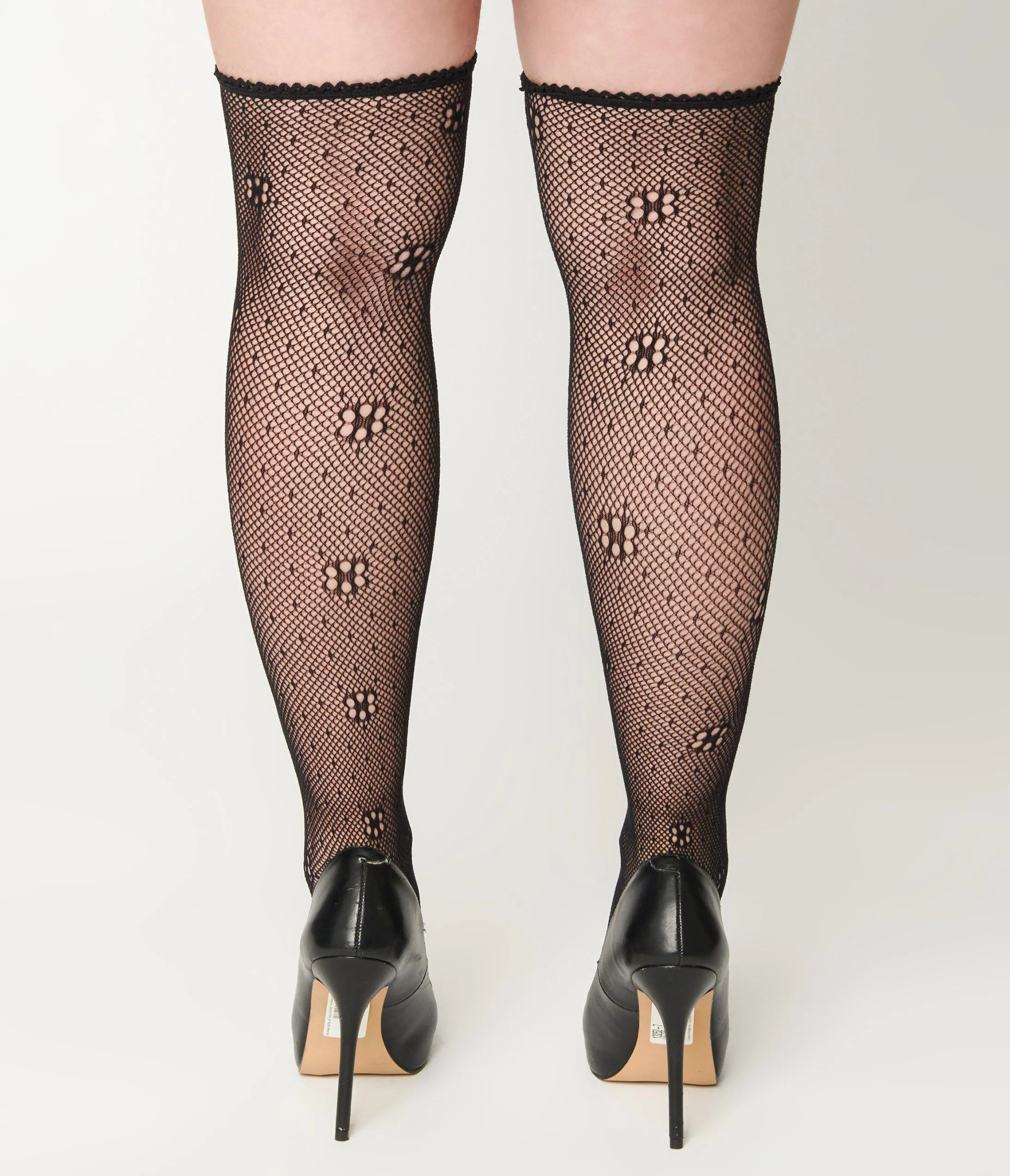 Black Daisy Dot Fishnet Stockings