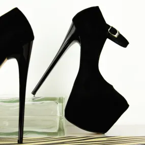 Black Suede Mary jane Suede High Heels