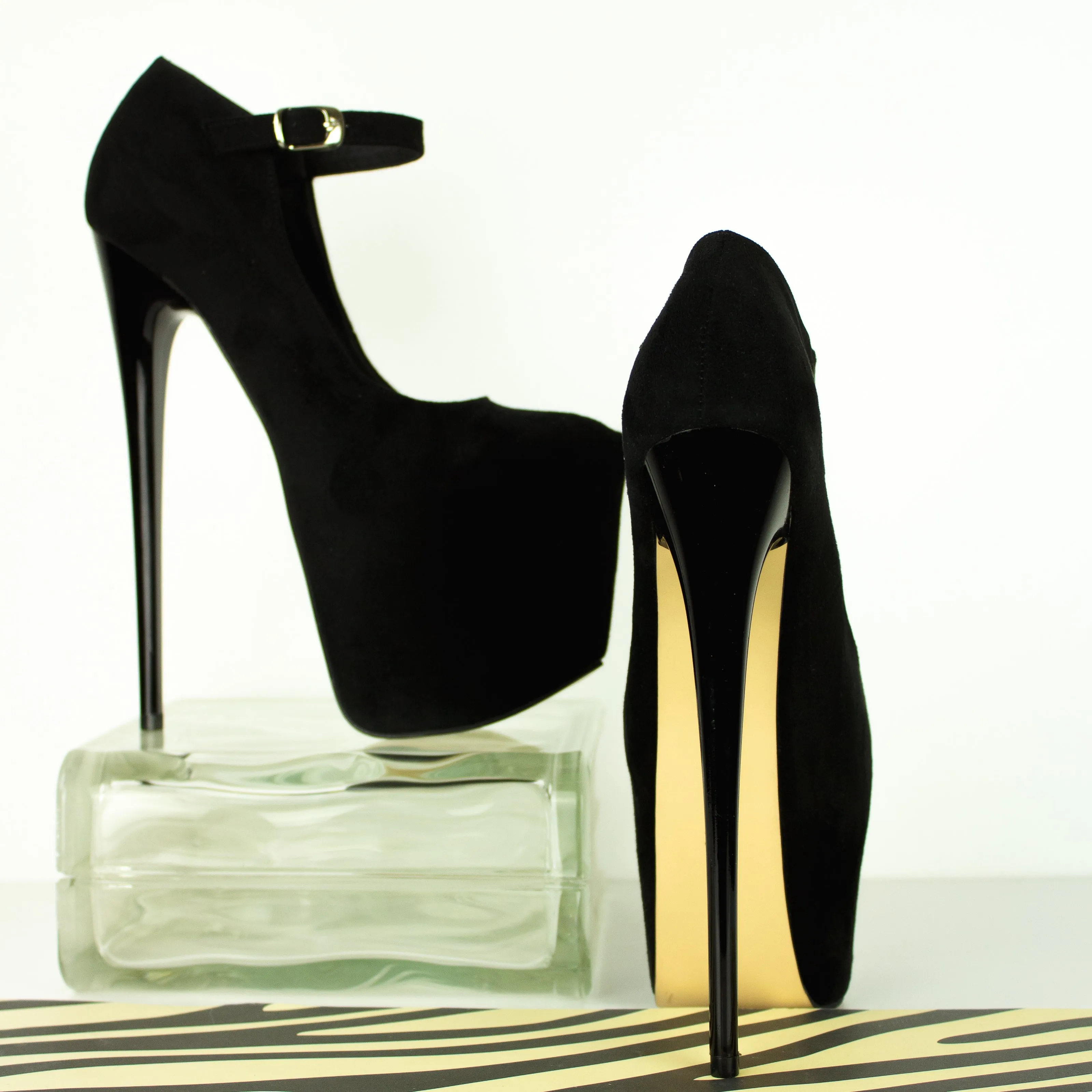 Black Suede Mary jane Suede High Heels