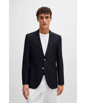 Boss Regular-fit jacket in micro-patterned virgin wool