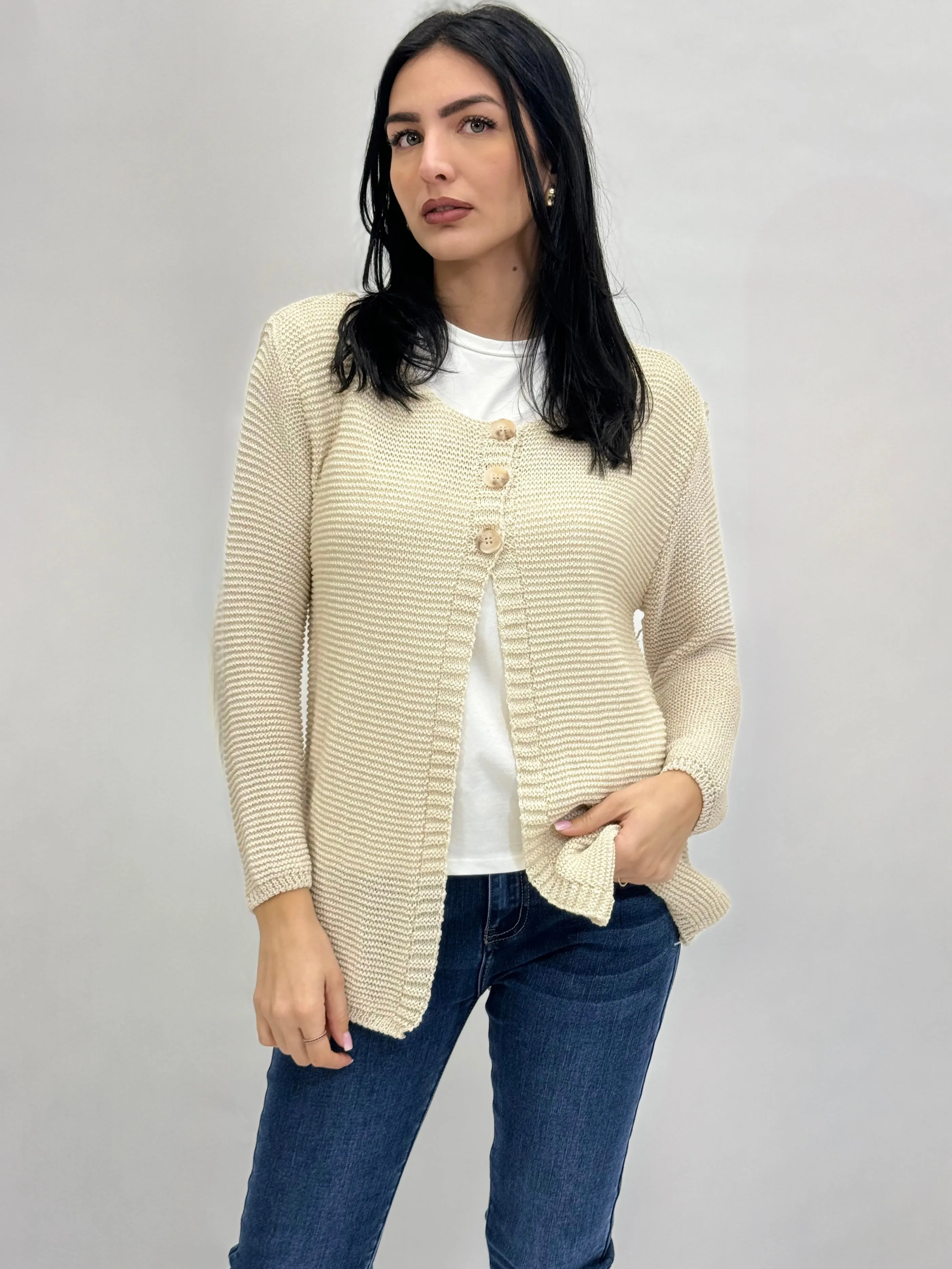 Cardigan con tre bottoni