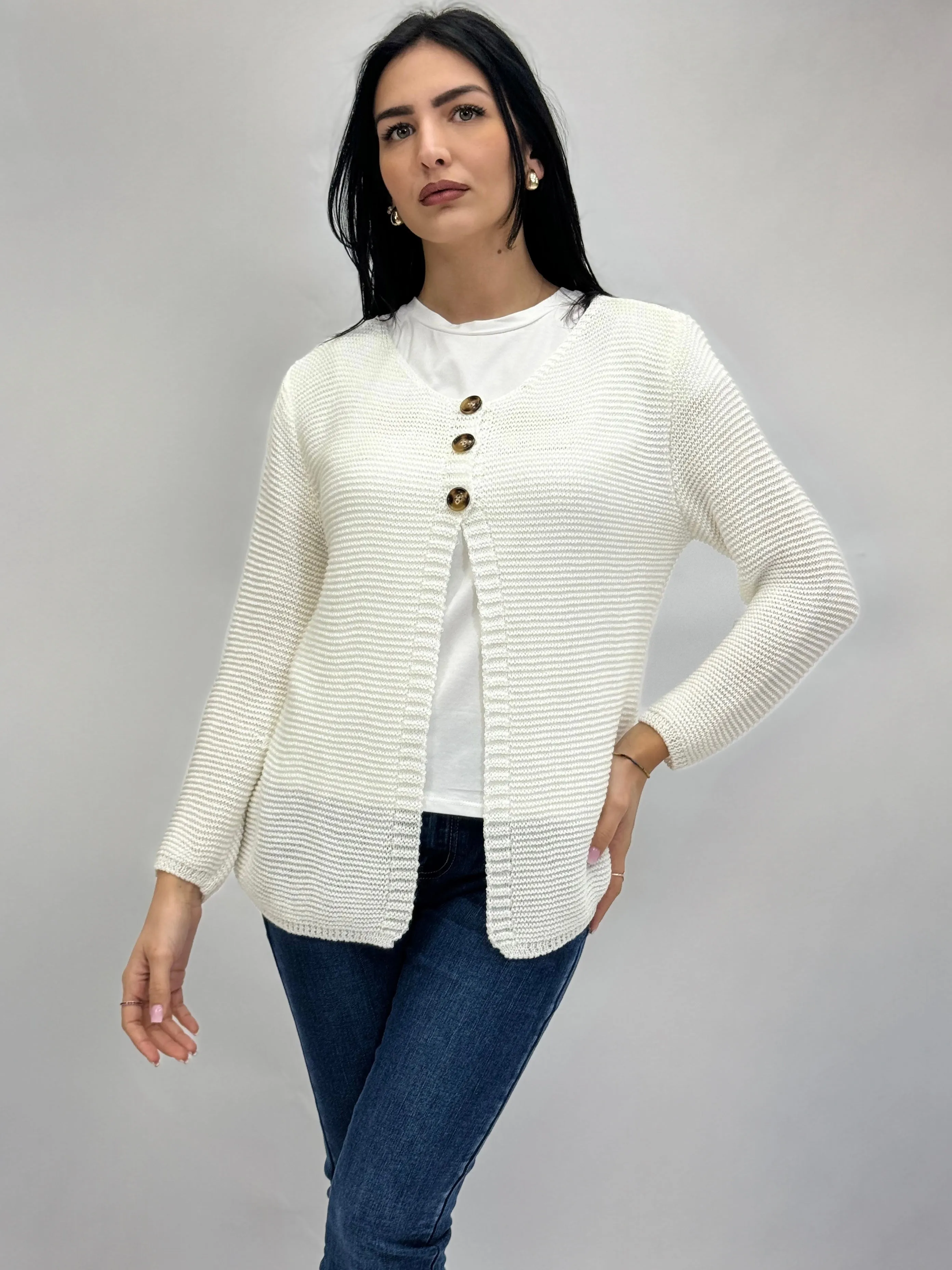 Cardigan con tre bottoni