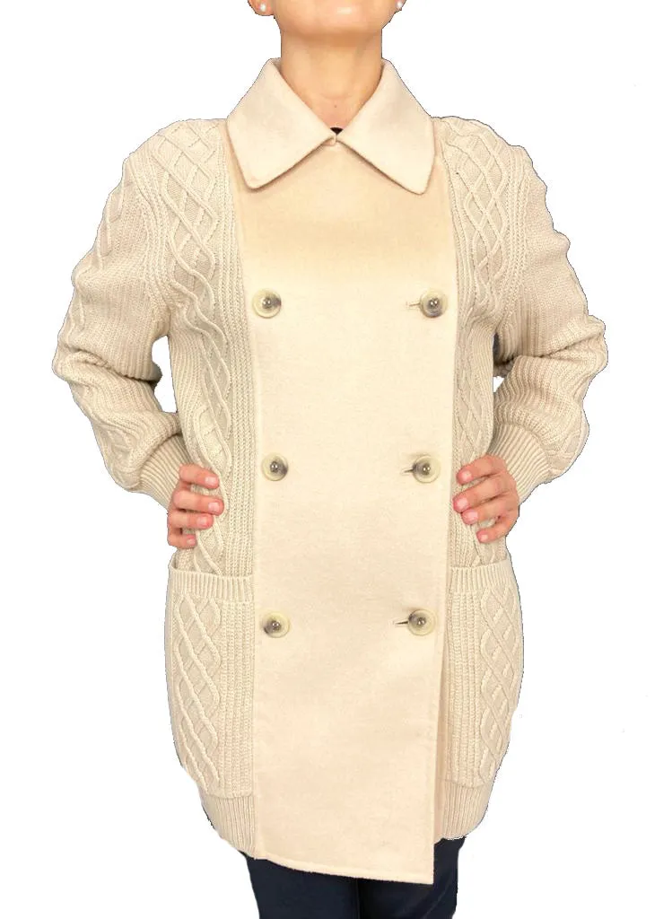 CARDIGAN DONNA CREMA DOPPIOPETTO MISTO LANA