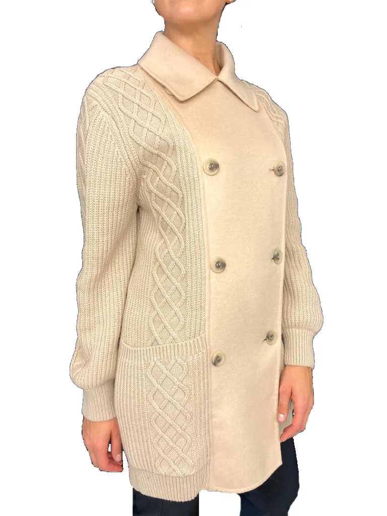 CARDIGAN DONNA CREMA DOPPIOPETTO MISTO LANA