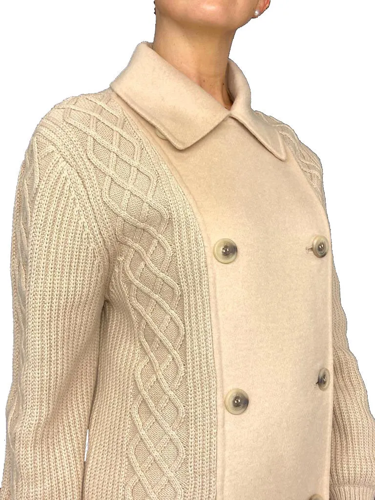 CARDIGAN DONNA CREMA DOPPIOPETTO MISTO LANA