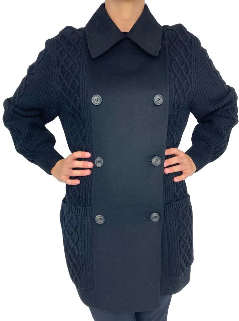 CARDIGAN DONNA NERO DOPPIOPETTO MISTO LANA