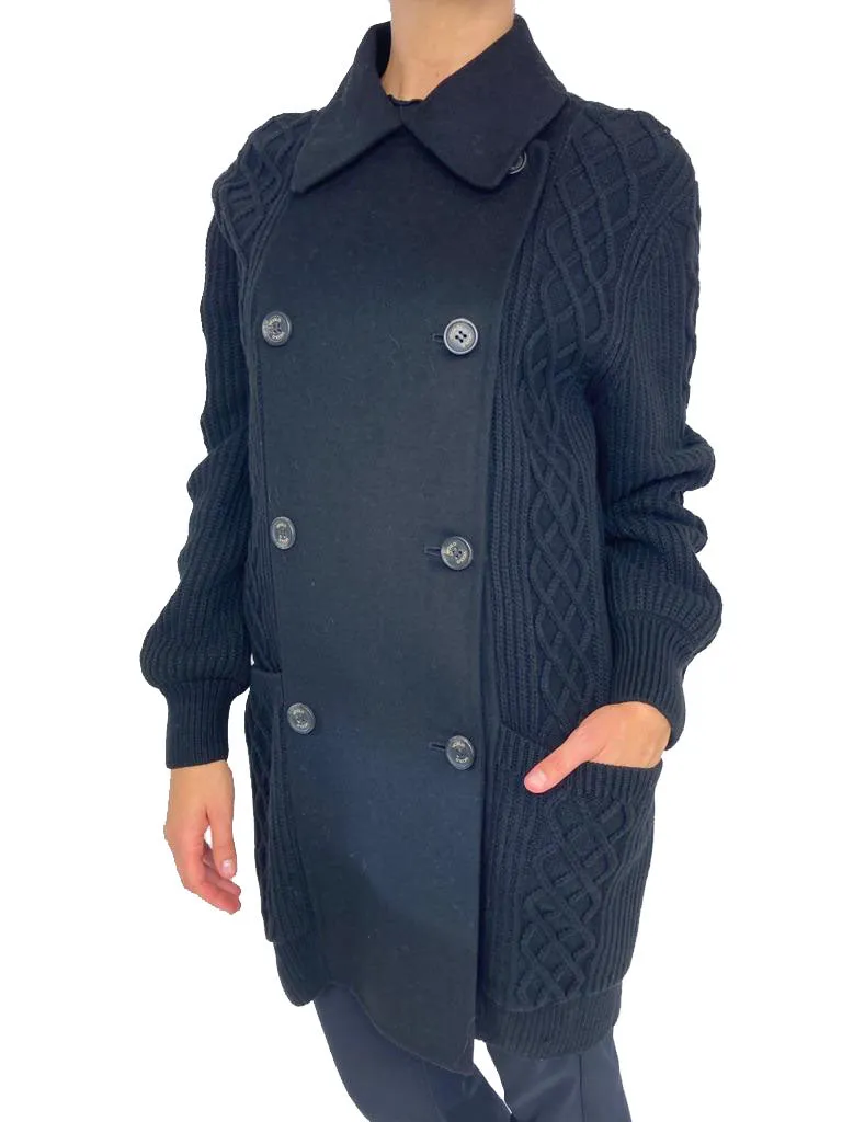 CARDIGAN DONNA NERO DOPPIOPETTO MISTO LANA