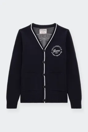 CARDIGAN LEGGERO STILE COLLEGE BLU