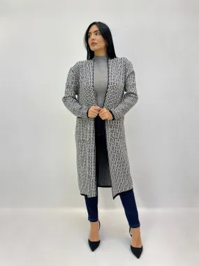 Cardigan lungo con fantasia