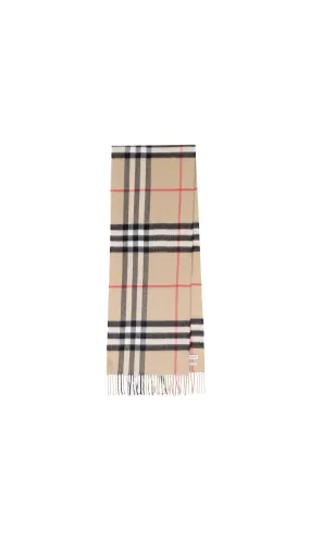 Check Cashmere Scarf - Archive Beige