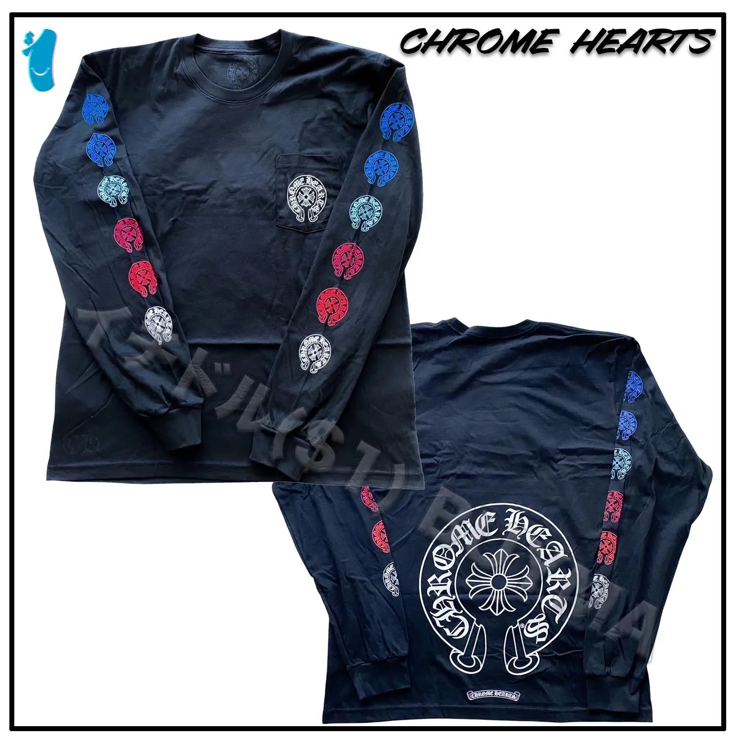 CHROME HEARTS  |Unisex Street Style U-Neck Long Sleeves Cotton